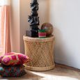 Cylindrical Side Table - Round - Natural - Rattan and Bamboo Wood