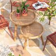 Lurne Side Table - Round - 2 Tier - Natural - Rattan and Fir Wood