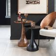 Paro Side Table - Round - 2 Tier - Brown and Black - Mango Wood
