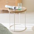 Side Table - Round - Natural and White - Fir Wood and Metal