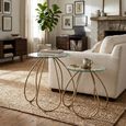 Accent Table - Round - Set of 2 - Gold - Glass and Metal