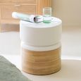 Side Table - Round - White and Natural - Bamboo Wood