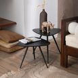 Side Table - Set of 2 - Triangle - Black - Recycle Teak Wood