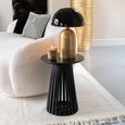 Vincent Side Table - Round - Slatted - Black - Mango Wood