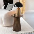 Vincent Side Table - Round - Slatted - Brown - Mango Wood