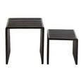 Cubic Side Table - 2 Tier - Slatted - Black - Recycle Teak Wood