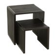 Cubic Side Table - 2 Tier - Slatted - Black - Recycle Teak Wood