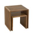 Cubic Side Table - 2 Tier - Slatted - Natural - Recycle Teak Wood