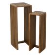 Cubic Side Table - 2 Tier - Slatted - Tall - Natural - Recycle Teak Wood