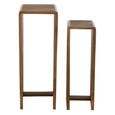 Cubic Side Table - 2 Tier - Slatted - Tall - Natural - Recycle Teak Wood
