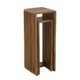 Cubic Side Table - 2 Tier - Slatted - Tall - Natural - Recycle Teak Wood