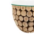 Discs Open Accent Table - Round - Large - Natural - Glass and Teak Wood
