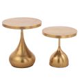 Drop Accent Table - Round - Set of 2 - Gold - Metal