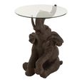 Elephant Accent Table - Round - Dark Brown - Glass and Polyresin
