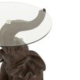 Elephant Accent Table - Round - Dark Brown - Glass and Polyresin