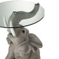 Elephant Accent Table - Round - Grey - Glass and Polyresin