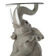 Elephant Accent Table - Round - Grey - Glass and Polyresin