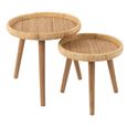 Lurne Side Table - Round - 2 Tier - Natural - Rattan and Fir Wood