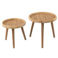 Lurne Side Table - Round - 2 Tier - Natural - Rattan and Fir Wood
