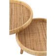 Lurne Side Table - Round - 2 Tier - Natural - Rattan and Fir Wood