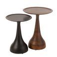 Paro Side Table - Round - 2 Tier - Brown and Black - Mango Wood