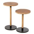 Ron Side Table - Round - Set of 2 - Natural and Black - Pinewood