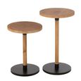 Ron Side Table - Round - Set of 2 - Natural and Black - Pinewood