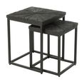 Shanil Nest of Tables - Square - 2 Tier - Sunburst - Black - Wood and Metal