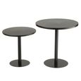 Side Table - Round - Set of 2 - Black - Metal