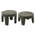 Accent Table - Round - Set of 2 - Black - Teak Wood