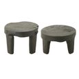 Accent Table - Round - Set of 2 - Black - Teak Wood