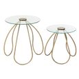 Accent Table - Round - Set of 2 - Gold - Glass and Metal
