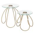Accent Table - Round - Set of 2 - Gold - Glass and Metal