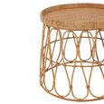 Side Table - Round - Set of 2 - Natural - Rattan and Plywood