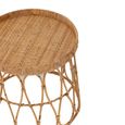 Side Table - Round - Set of 2 - Natural - Rattan and Plywood