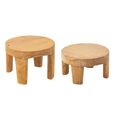Accent Table - Round - Set of 2 - Natural - Teak Wood