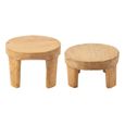 Accent Table - Round - Set of 2 - Natural - Teak Wood
