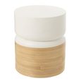 Side Table - Round - White and Natural - Bamboo Wood