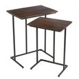 Side Table - 2 Tier - Brown and Black - Mango Wood and Metal