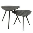 Side Table - Set of 2 - Triangle - Black - Recycle Teak Wood