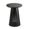 Vincent Side Table - Round - Slatted - Black - Mango Wood