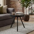 Fien Side Table - Round - Tripod Leg - Brown and Black - Mango Wood and Metal