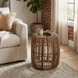 Side Table - Round - Natural - Rattan and Glass