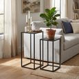 Side Table - Square - 2 Tier - Black - Metal