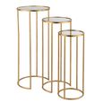 Leo Nest of Tables - Round - 3 Tier - Gold - Glass and Metal