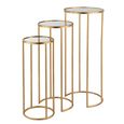 Leo Nest of Tables - Round - 3 Tier - Gold - Glass and Metal