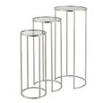 Leo Nest of Tables - Round - 3 Tier - Silver - Glass and Metal