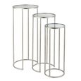 Leo Nest of Tables - Round - 3 Tier - Silver - Glass and Metal
