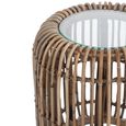 Side Table - Round - Natural - Rattan and Glass