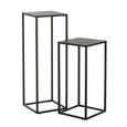 Side Table - Square - 2 Tier - Black - Metal